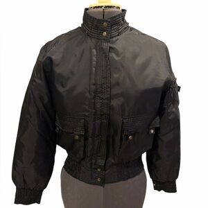 Vintage Rainbow West Black Nylon Bomber Jacket